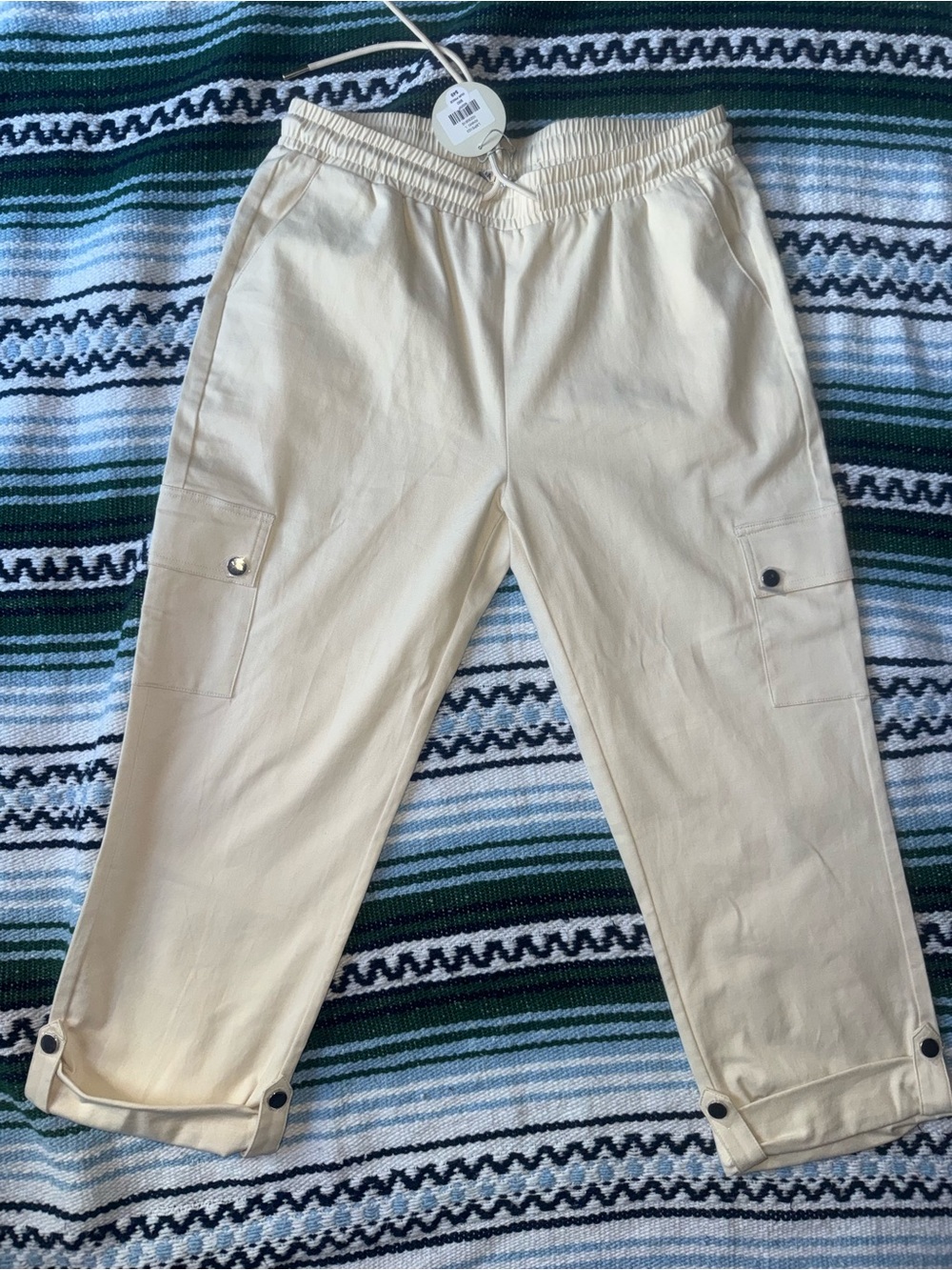 Patrizia Pepe Cream Cargo Jogger Pants